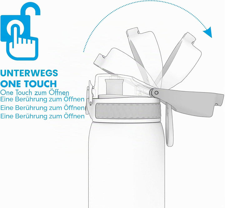 ION8 Leicht Stahl-Trinkflasche, 600 ml, Nicht IsoliertAuslaufsicher, Einhandöffnung, Sichere Verrieg