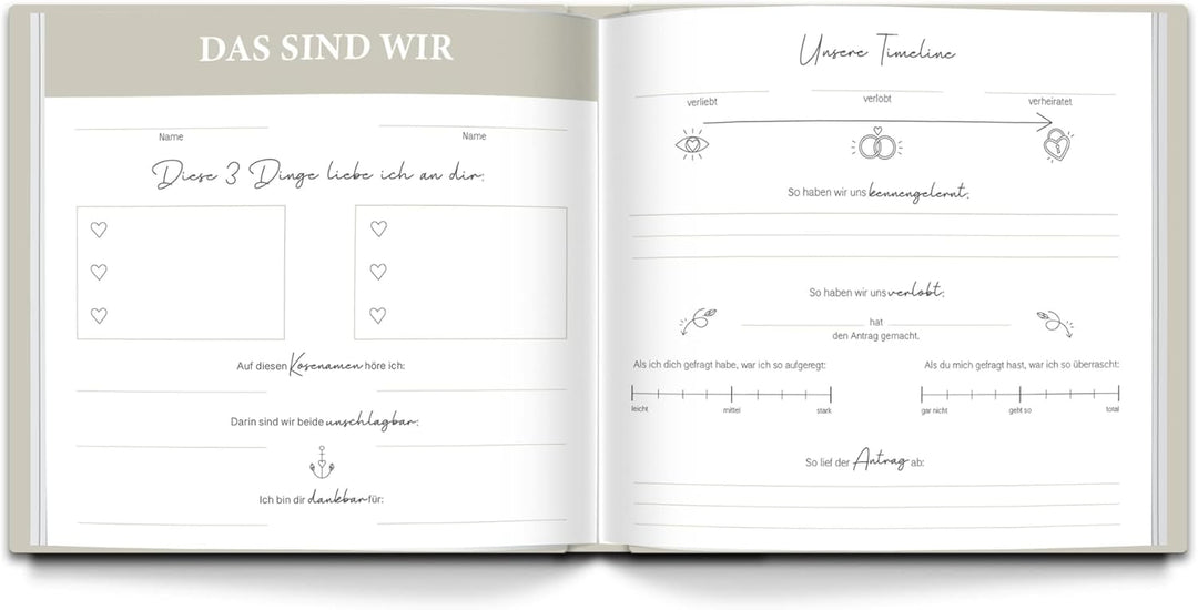 LEAF & GOLD® Gästebuch Hochzeit I Edles Hochzeitsgästebuch mit Fragen I Gästebuch zum Ausfüllen mit