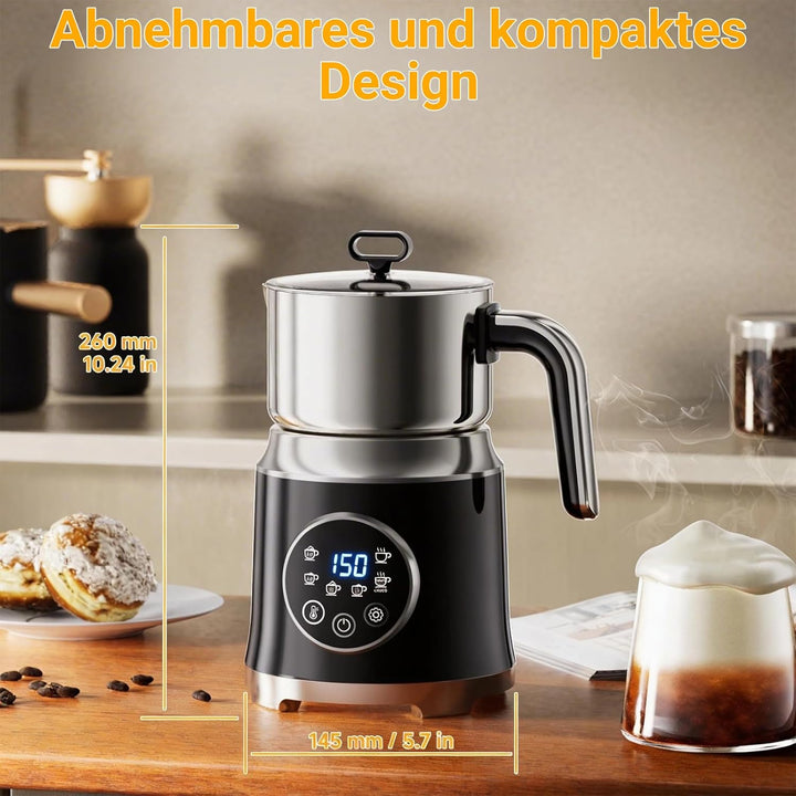 Milchaufschäumer Elektrisch 6-in-1-800ml Automatischer Milchschäumer für Heisse & Kalte Schäume, Spü