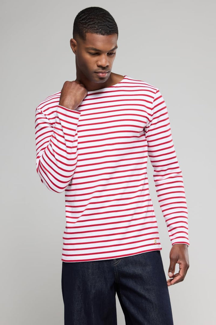 Armor Lux Herren Marinière Houat Héritage Homme T-Shirt S Mehrfarbig (320 Weiss/Braise 320 Weiss/Bra