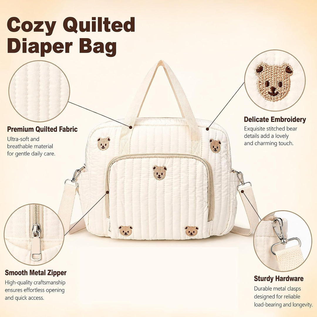 Wickeltasche für Neugeborene, Wickeltasche Baumwolle mit Stickerei, Kliniktasche für Geburt, Baby Ta