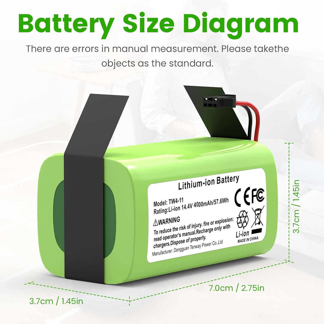 ASUNCELL 14.4V/4000mAh TW4-11 Ersatzbatterien für Ecovacs Deebot N79 N79S DN622 DN621, Eufy RoboVac