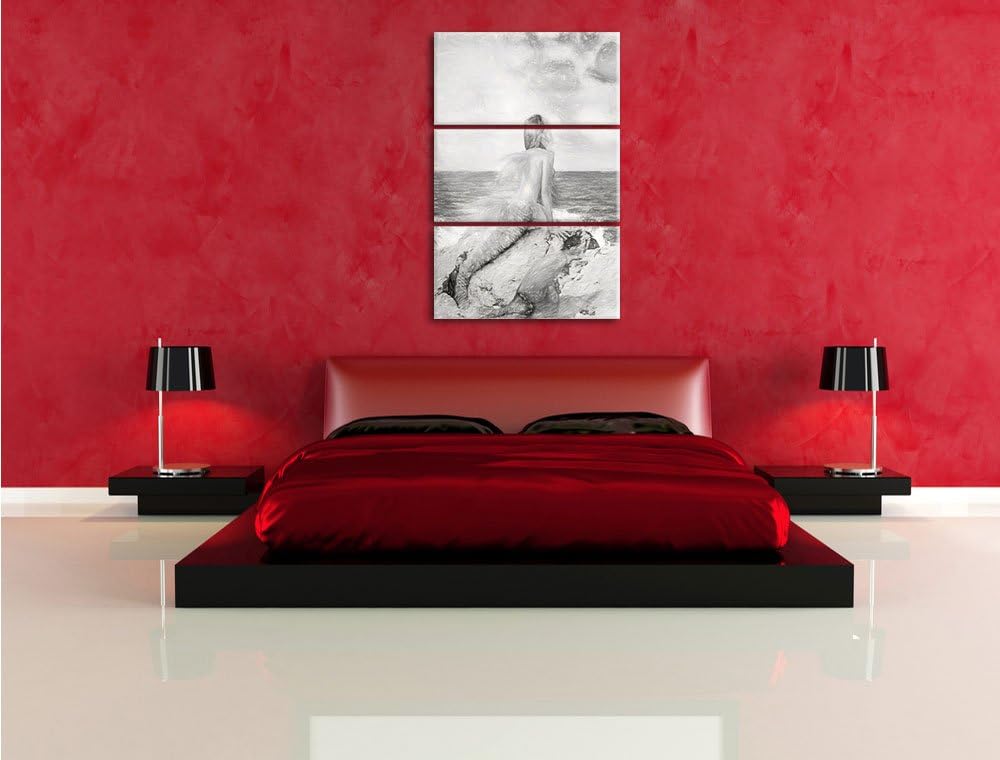 Pixxprint Traumhafte Meerjungfrau als Leinwandbild/Grösse: 3 Teilig (120x80) cm/Wandbild/Kunstdruck/