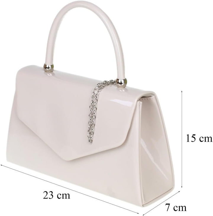 Girly Handbags Lack Clutch Handtasche Klein Hartschalenkoffer Damen Blasser Akt, Blasser Akt