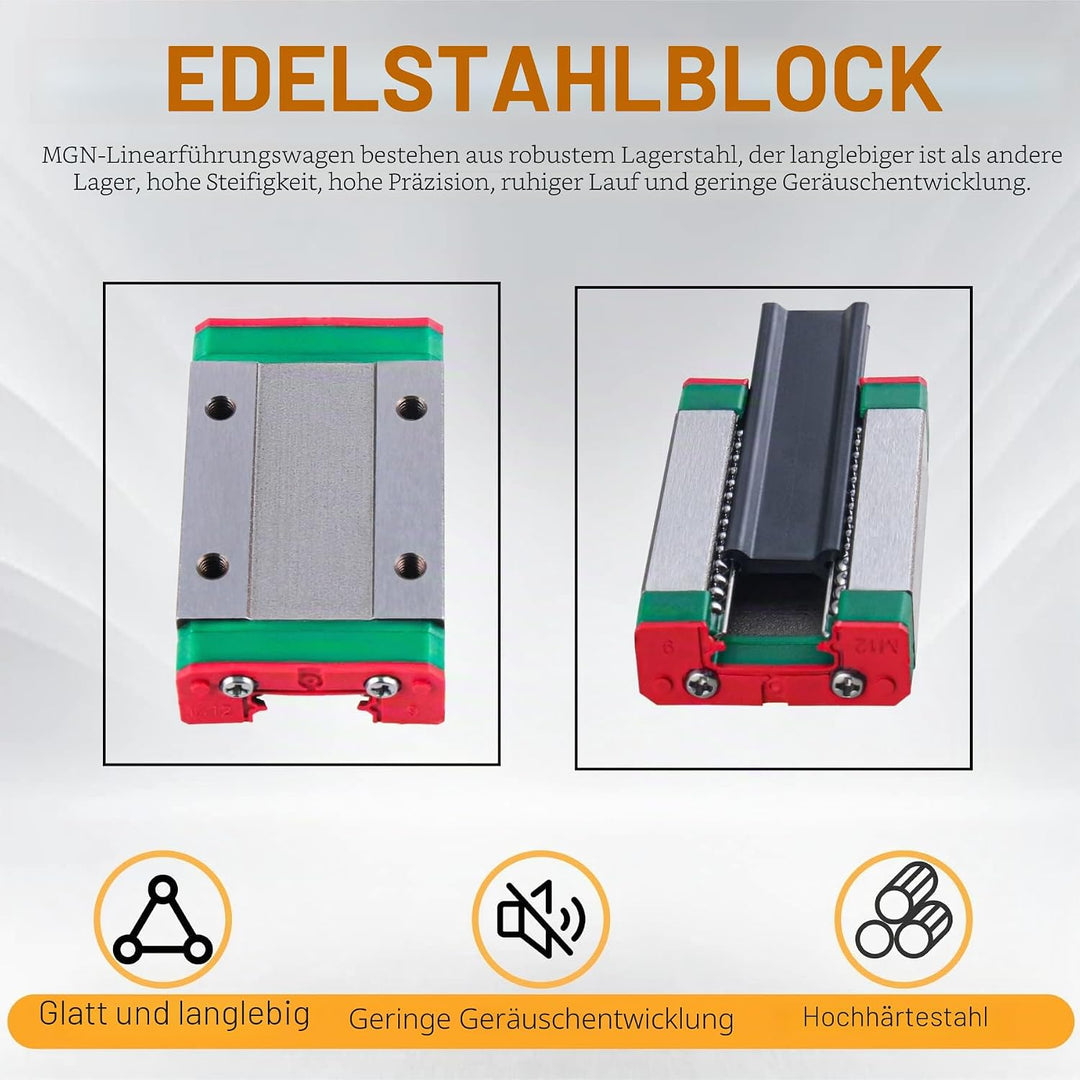 CNCYEAH MGN9H Mini linearem Führungsschienen, 300/350/400/500 /550mm Linear Schiebe Gide mit MGN9H C