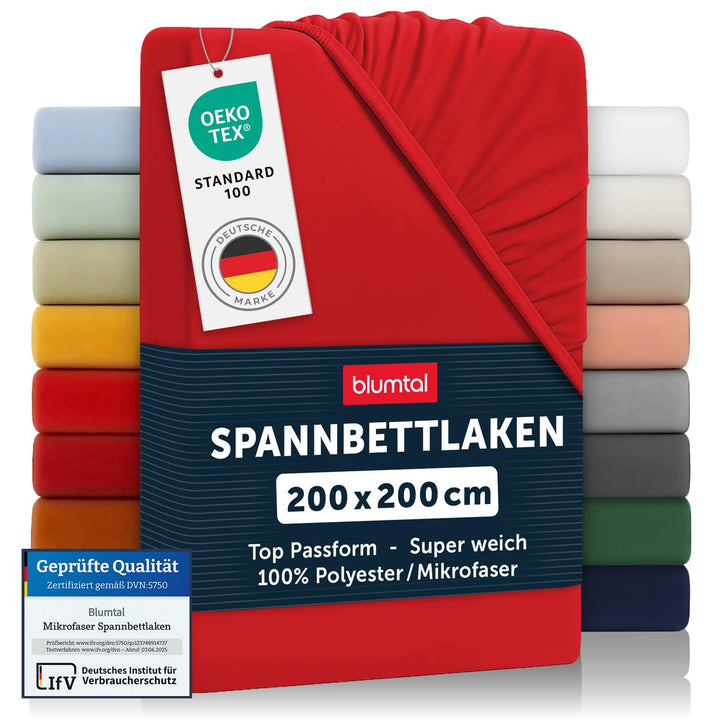 Blumtal® 2er Set Spannbettlaken 200x200x30cm aus Microfaser -zertifiziertes Bettlaken Spannbettlaken
