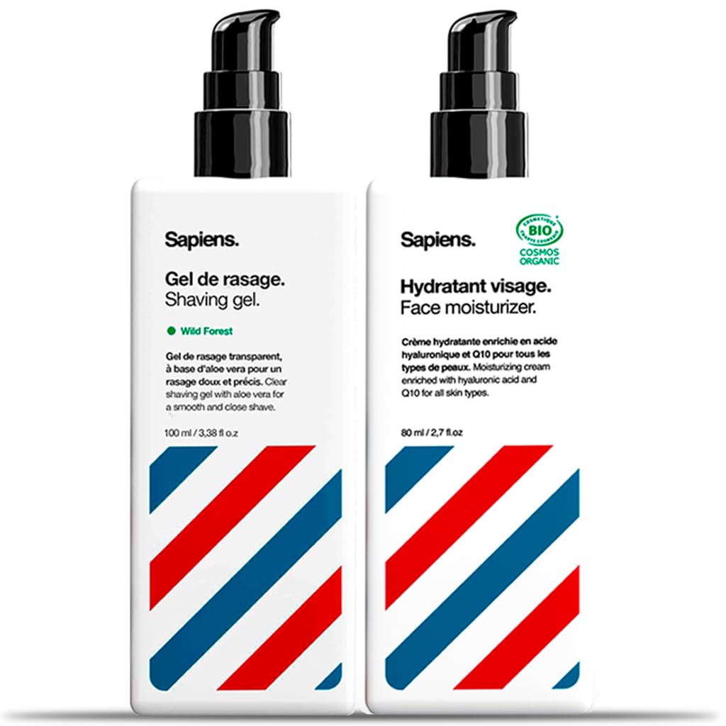Sapiens Barbershop Barbier Rasierset - Rasiermesser, 120 Rasierklingen, Transparentes Rasiergel, Feu