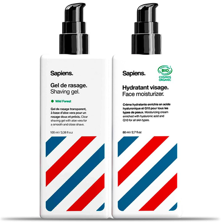 Sapiens Barbershop Barbier Rasierset - Rasiermesser, 120 Rasierklingen, Transparentes Rasiergel, Feu