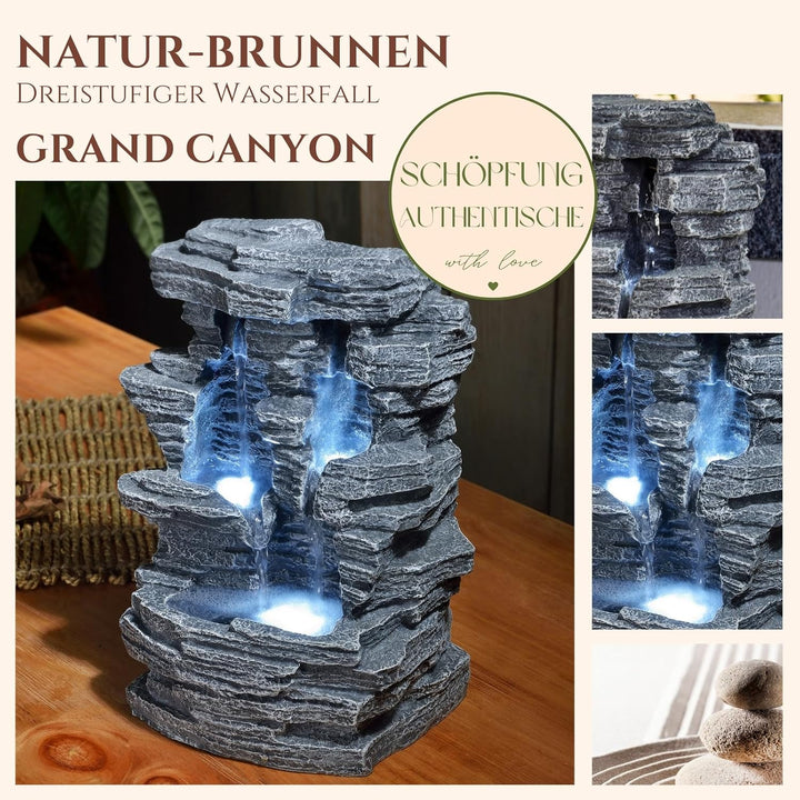Zen'Light Innenbrunnen Nature Cascade Effect Stone Felslicht Weiss, Geschenkidee, bewegliche Innenau