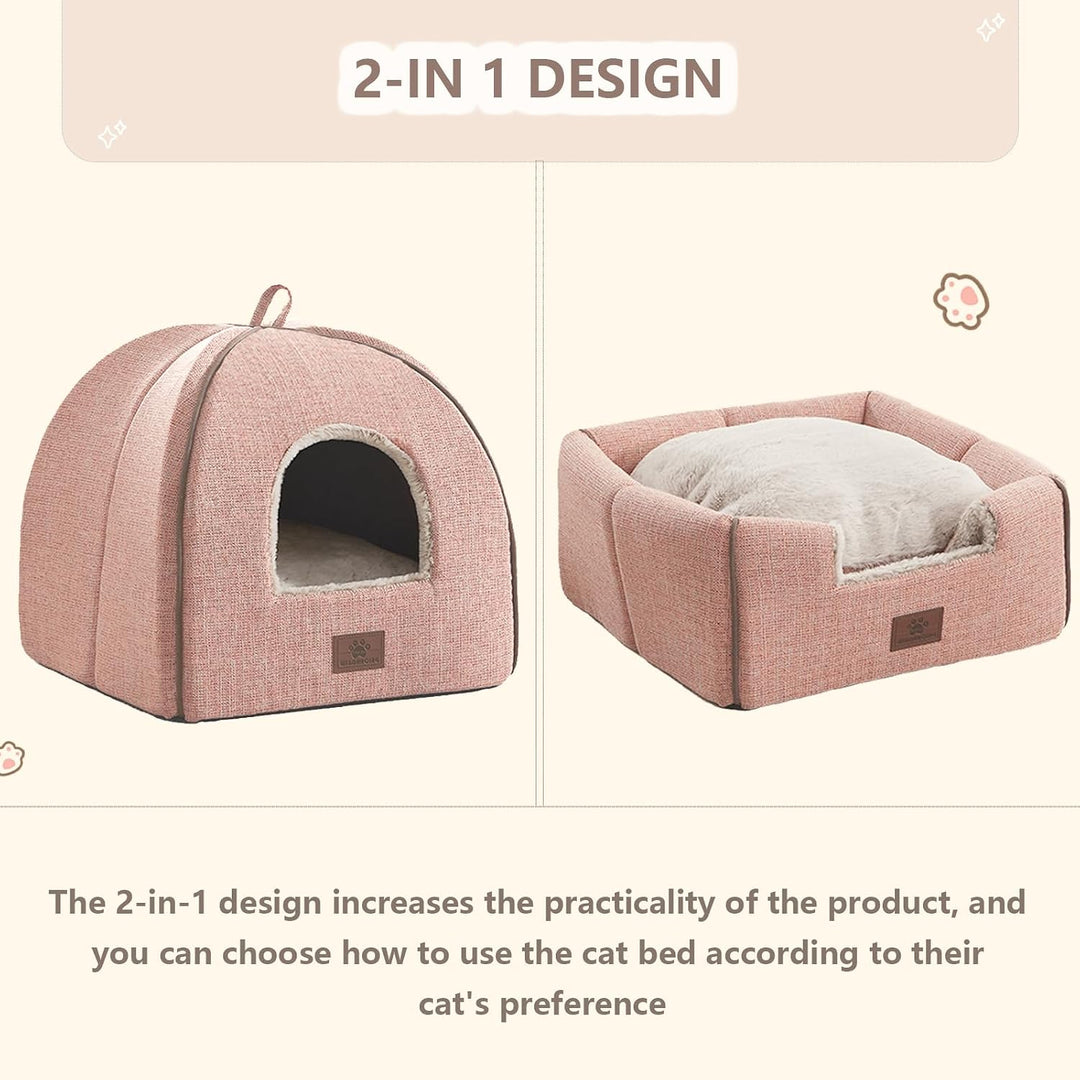 Katzenbett für Indoor-Katzen - Katzenhöhle, Katzenzelt mit abnehmbarem, waschbarem Kissen, weich und