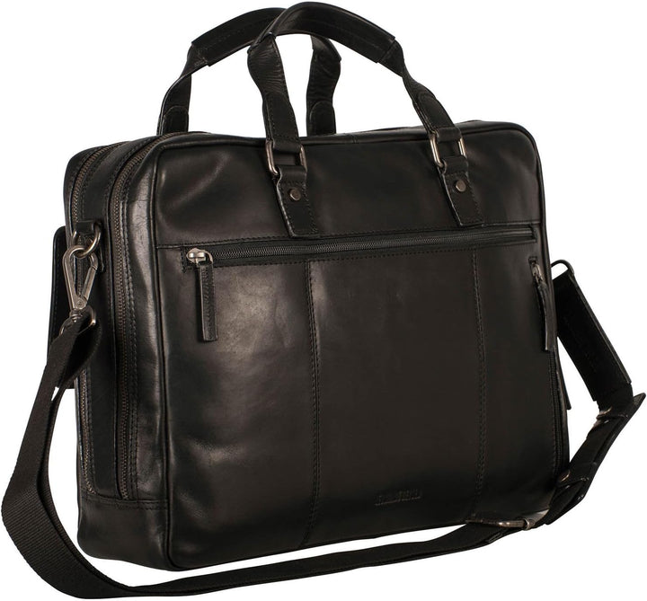 Leonhard Heyden Roma - Aktentasche 2 Fächer. mit Vortasche Leder 15" 41 cm schwarz, Schwarz