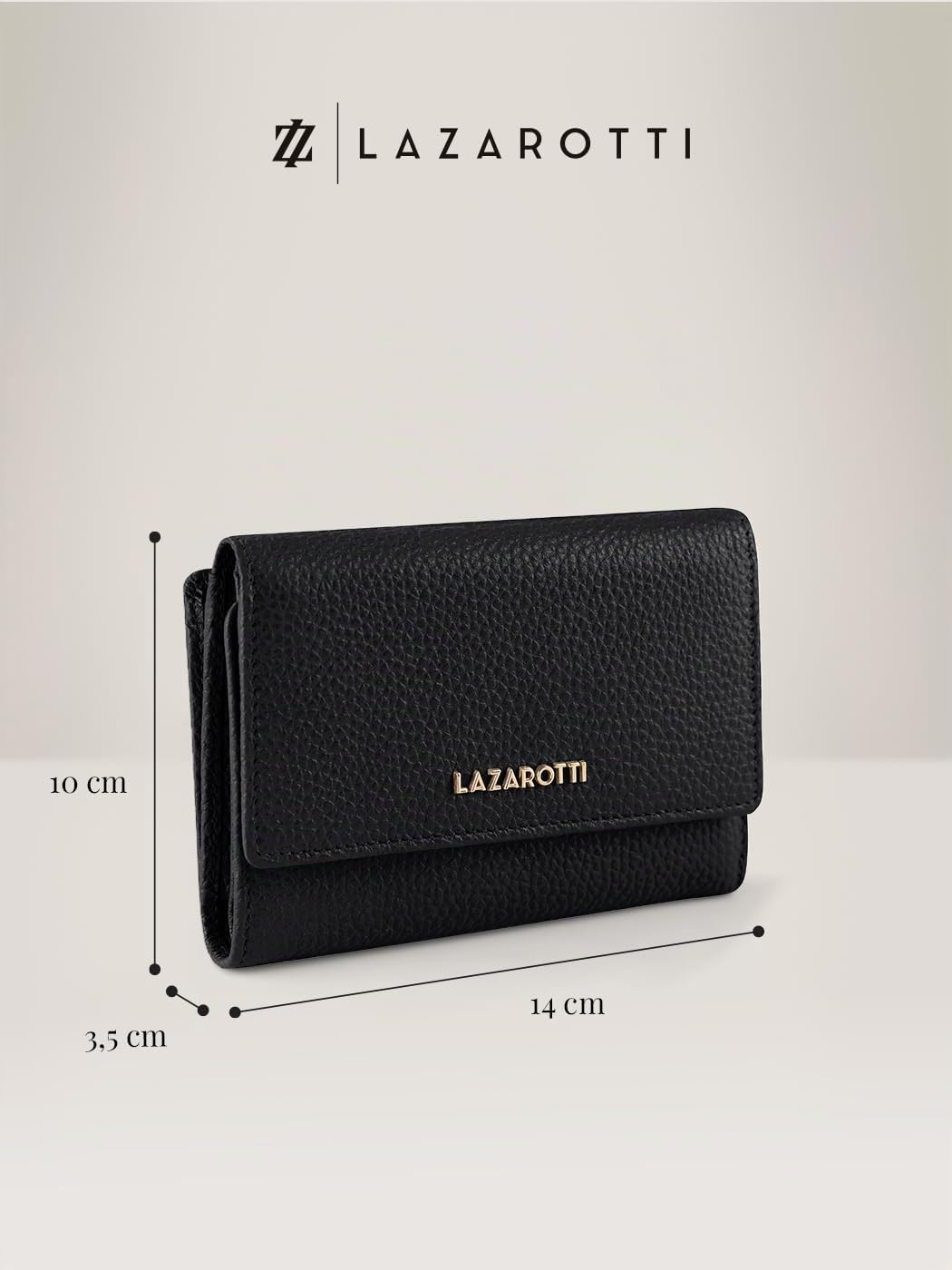 Lazarotti Bologna XL Leder Damen-Geldbörse | grosses Reissverschlussfach, 15 Kartenfächer, RFID-Schu