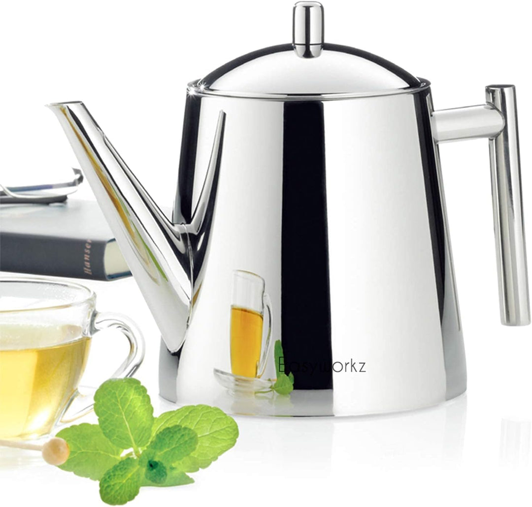 Easyworkz Teekanne mit Siebeinsatz 800ml Edelstahl,Teebereiter für alle Früchte, Kräuter- und Infusi
