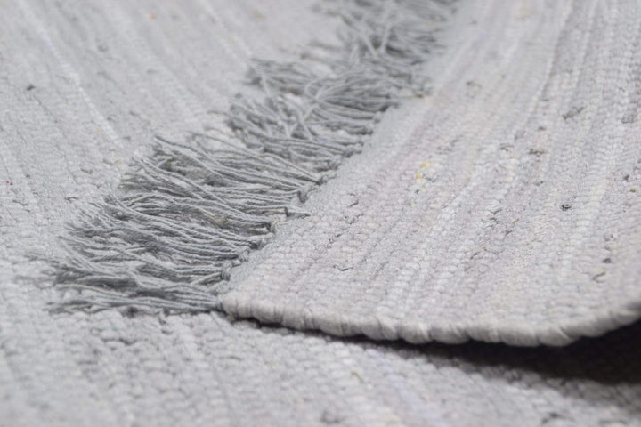 Theko | Dhurry Teppich aus 100% Baumwolle Flachgewebe Teppich Happy Cotton | handgewebt | Farbe: Gra