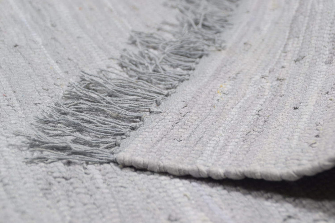 Theko | Dhurry Teppich aus 100% Baumwolle Flachgewebe Teppich Happy Cotton | handgewebt | Farbe: Gra