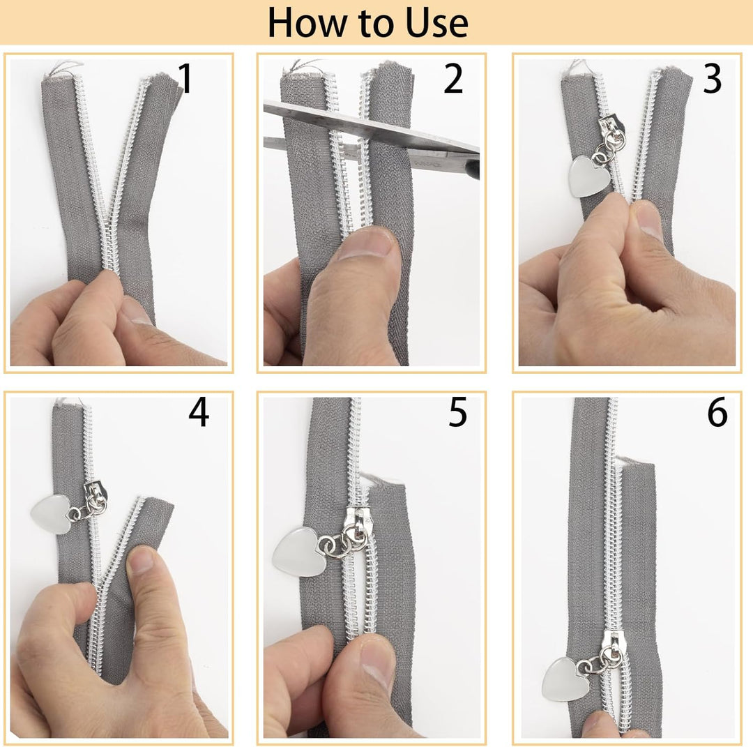 VOKABY 9m #5 Endlosreissverschluss mit Zipper 6mm,Reissverschluss mit 20 Metall-Reissverschlussanhän