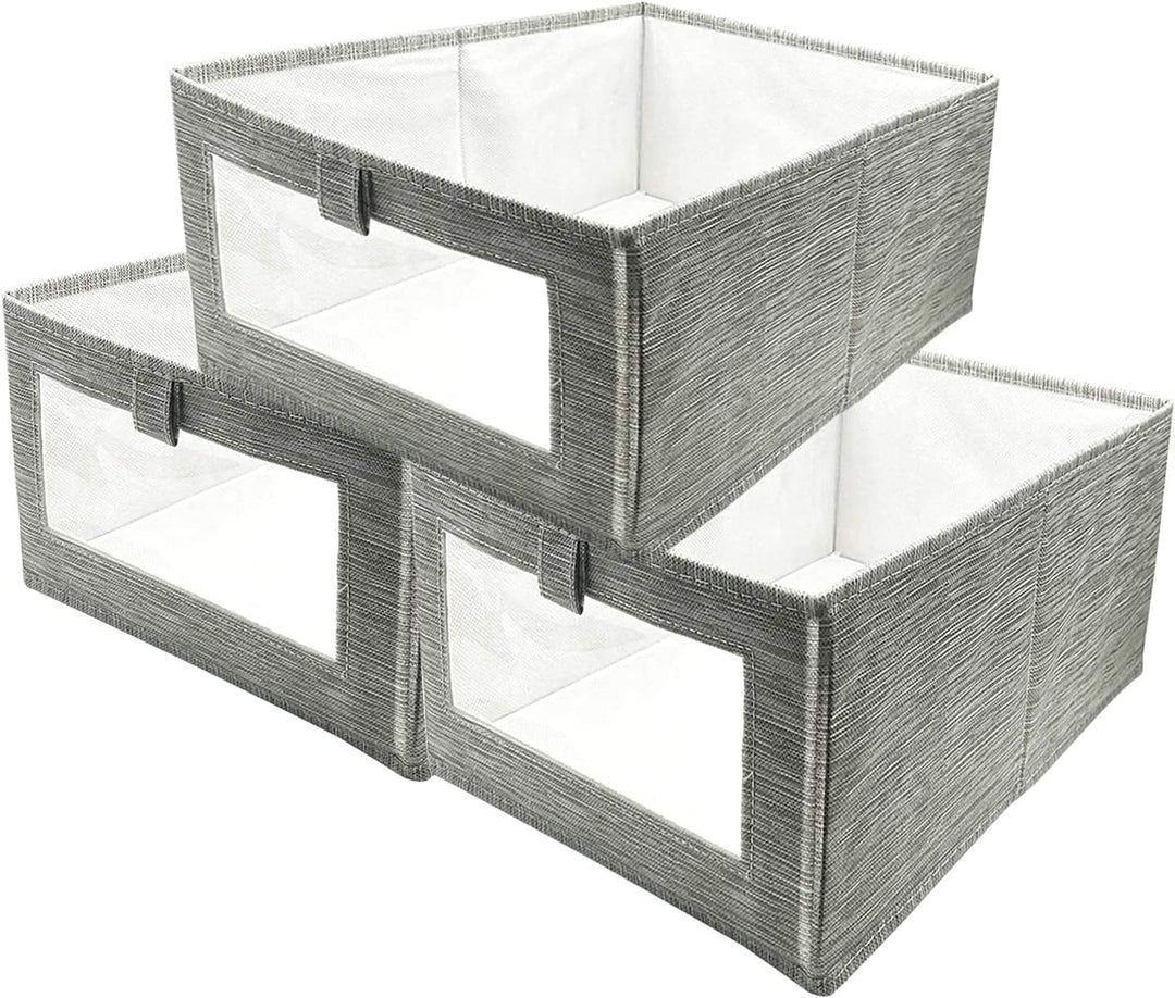 SUPRBIRD Aufbewahrungsbox, 3er Set Wardrobe Organizer, Faltbox Aufbewahrungskiste Ordnungsbox mit Tr