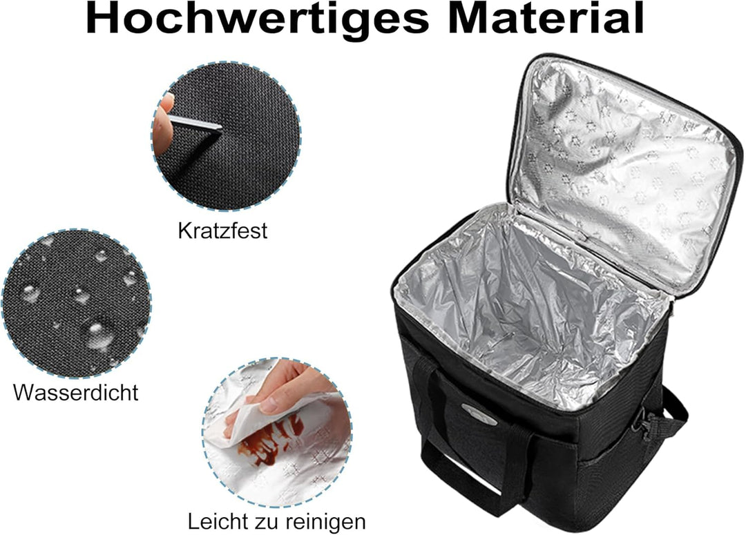 Glanxy Kühltasche Klappbare 16L, Kühlbox Tragbare Eistasche Faltbar, Thermotasche, Picknicktasche, L