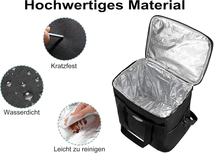 Glanxy Kühltasche Klappbare 16L, Kühlbox Tragbare Eistasche Faltbar, Thermotasche, Picknicktasche, L