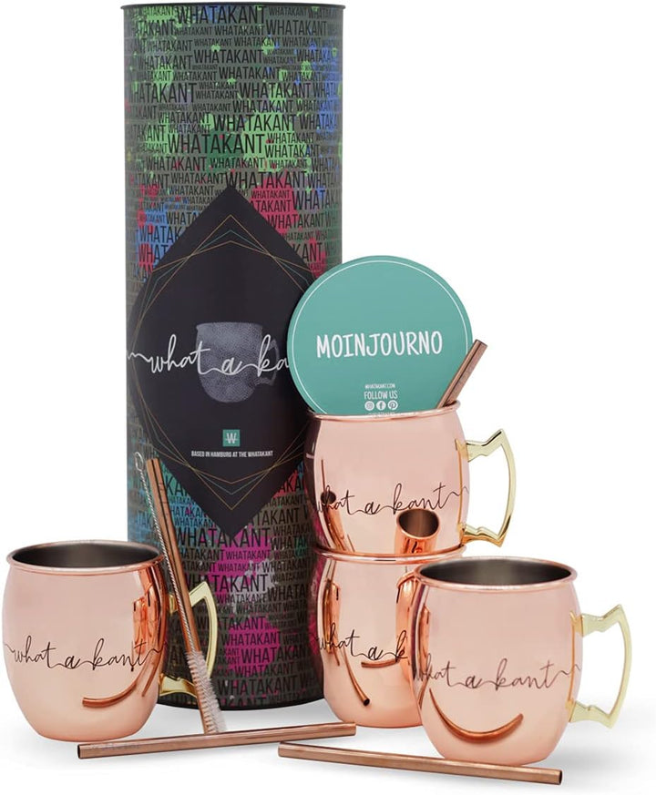 Whatakant - Moscow Mule Becher Set | 4er Flying Dutchman in Kupfer | 550 ml nachhaltige Kupferbecher