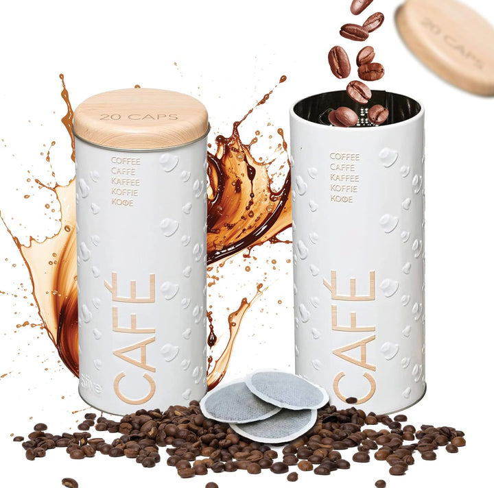 2X kaffeepads aufbewahrung-Metalldose für Kaffeepads,kaffeepads behälter,Kaffeespender Paddose,Kaffe