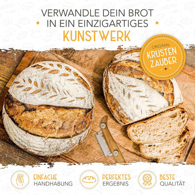 KRUSTENZAUBER Bäckermesser 2er Set [inkl. 20 Rasierklingen] - Teigmesser Set für gerade und geschwun
