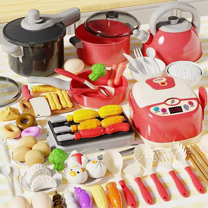 68 Pcs Komplettset für Kinderküchenzubehör, Küchen Rollenspiel Spielzeug, Küchenspielzeug mit Töpfen