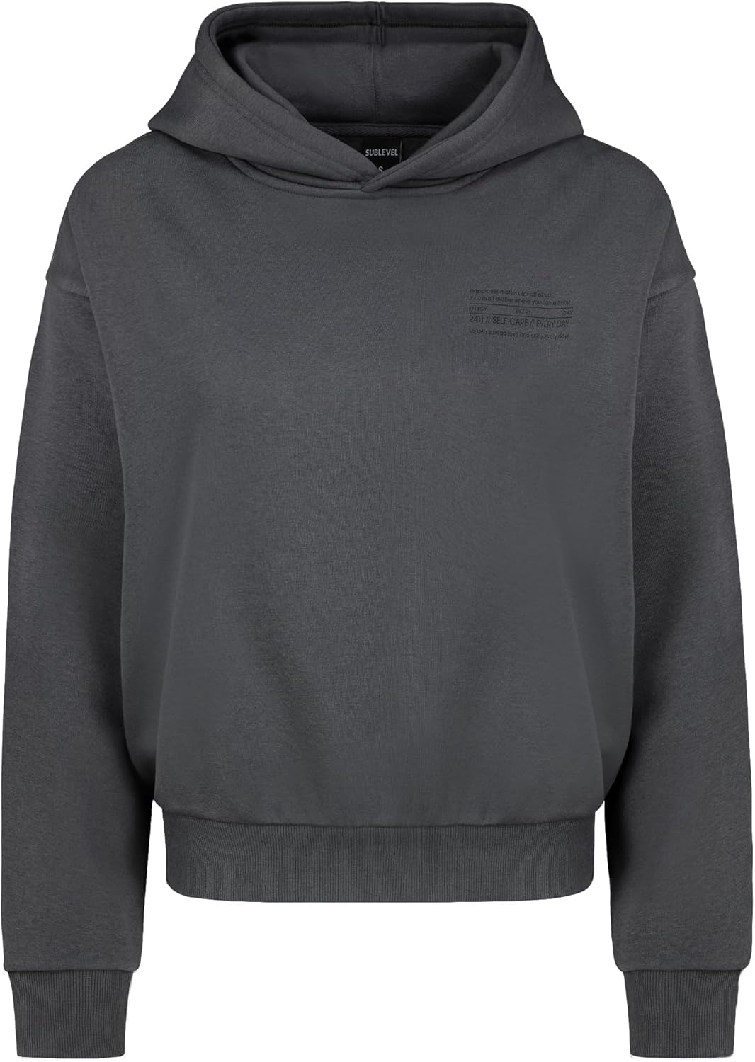 Sublevel Damen Basic Pullover Hoodie mit Mini-Print XS Dark-grey, XS Dark-grey