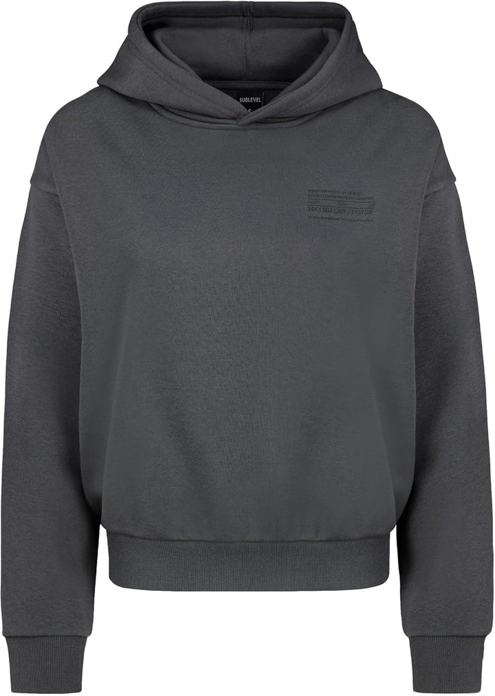 Sublevel Damen Basic Pullover Hoodie mit Mini-Print XS Dark-grey, XS Dark-grey