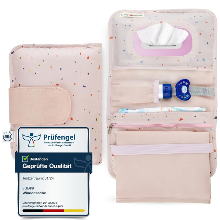 Jubi® Windeltasche mit Wickelunterlage für unterwegs mit extra viel Platz- Kleine Wickeltasche - Ros