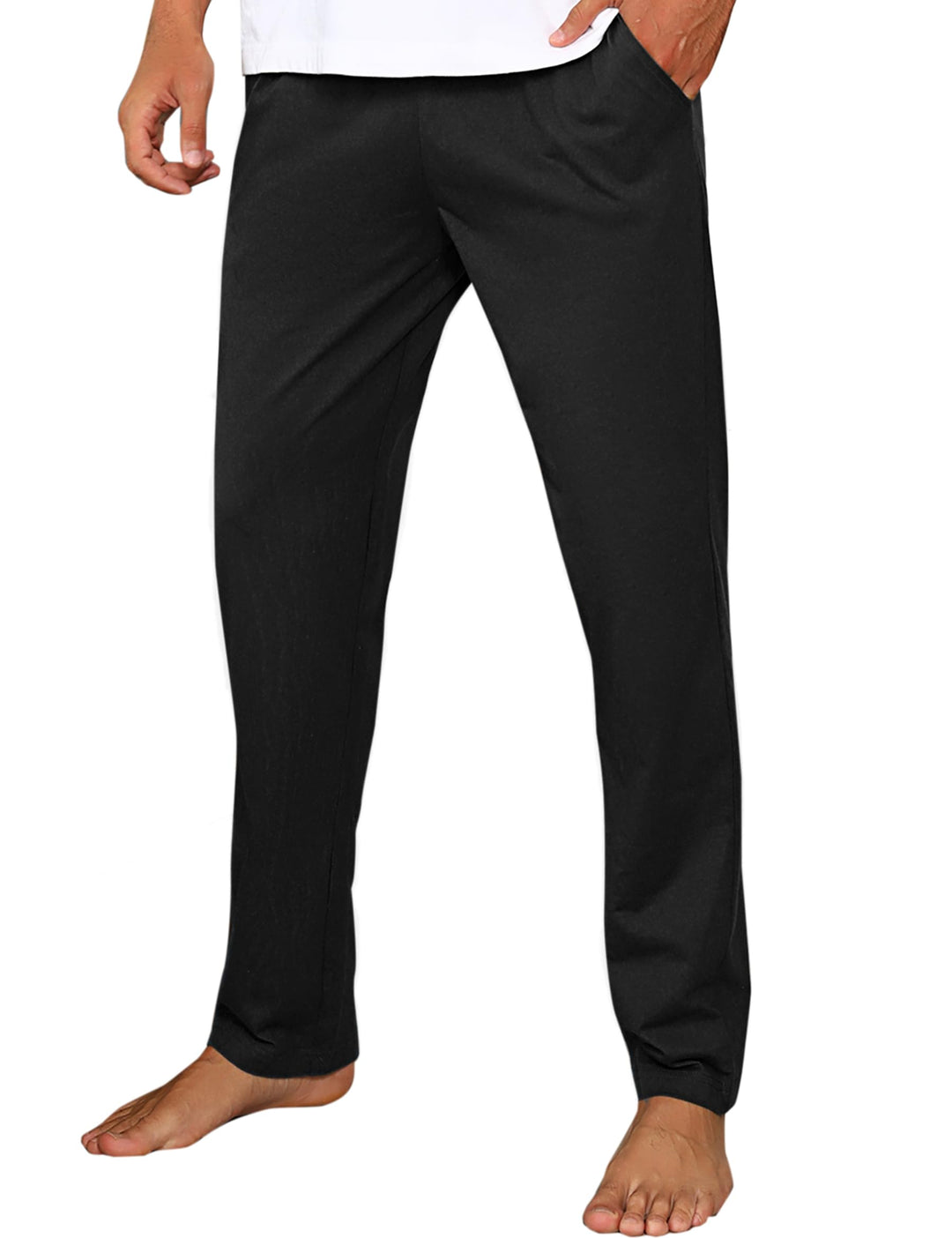Litherday Schlafanzughose Herren Lang Pyjamahose 100% Baumwolle Nachtwäsche hose Unifarbene Freizeit