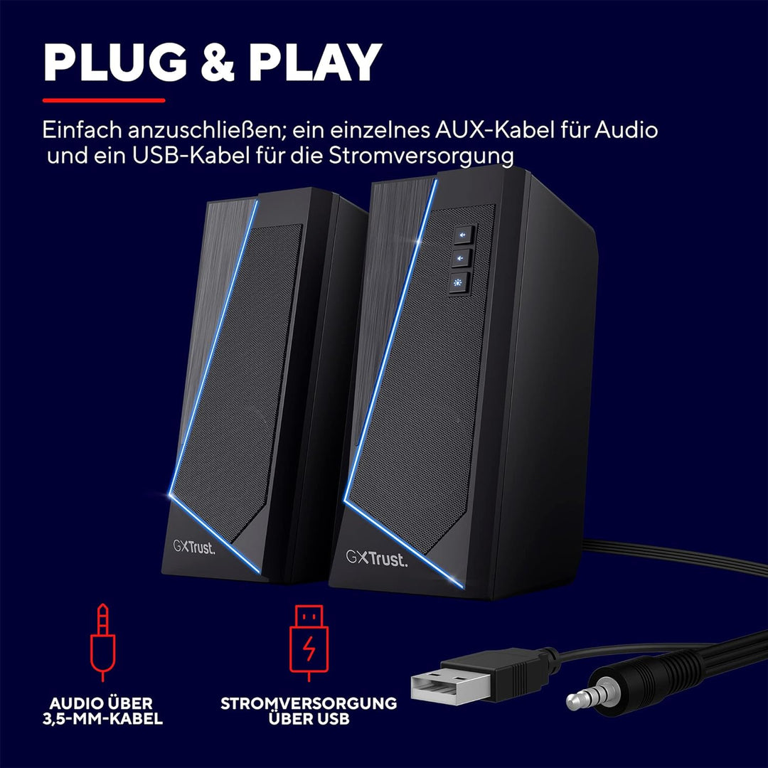 Trust Gaming Lautsprecher für PC GXT 609 Zoxa - Computer Boxen, Lautsprecherset mit 6 Verschiedene R