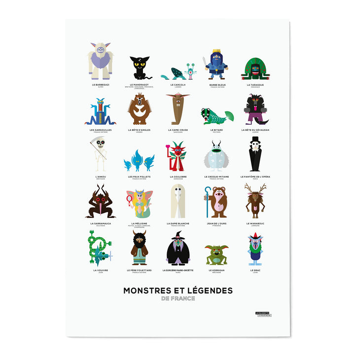 La Majorette à Schnurrbart Poster Monster und Legenden de France – 50 cm x 70 cm – Lieferung in Schu