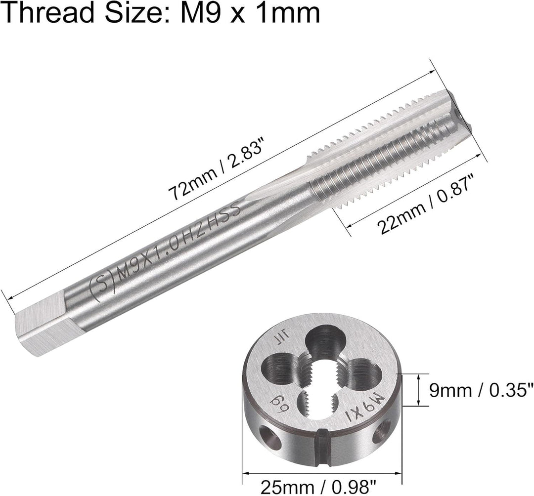 sourcing map Gewindebohrer M9 x 1mm Gewindebohrer mit Legierungswerkzeug, M9 x 1mm