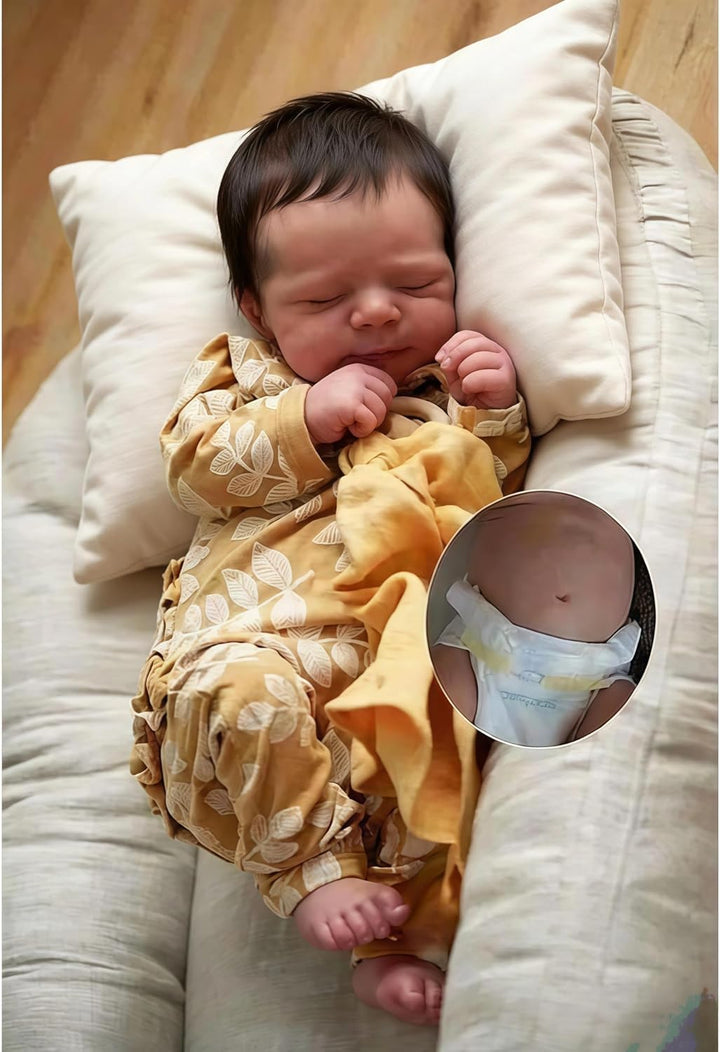 Zero pam Reborn Baby Puppen Vollsilikon Lebensecht-48CM Silikon Baby Junge Mit Haaren, Echte Baby Pu