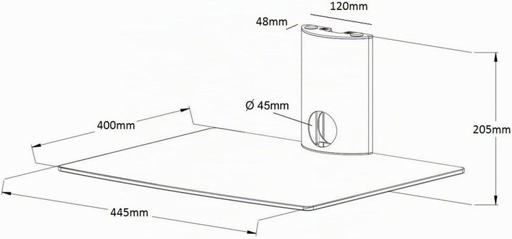NEG Multimedia TV-Rack Suspender 501B (schwarz) mit Glas-Ablage und Kabelmanagement-System 1 Regal S