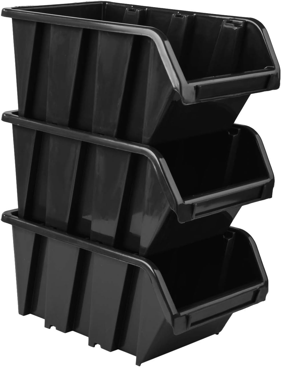 10x Stapelbox 195 x 90 x 120 mm - Stapelboxen Set - Sichtbox Sichtlagerboxen Lagerbox, Schwarz, 10