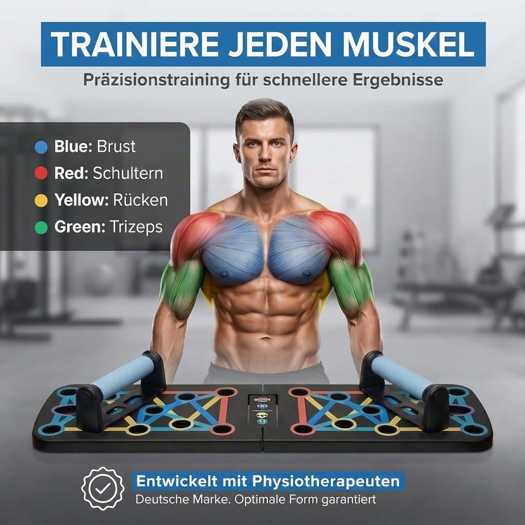 Body & Mind® Push-Up Liegestütz-Brett; Faltbares Multifunktions Elite Rack Fitness-Board für Ganzkör