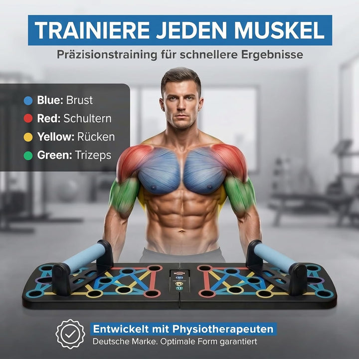 Body & Mind® Push-Up Liegestütz-Brett; Faltbares Multifunktions Elite Rack Fitness-Board für Ganzkör