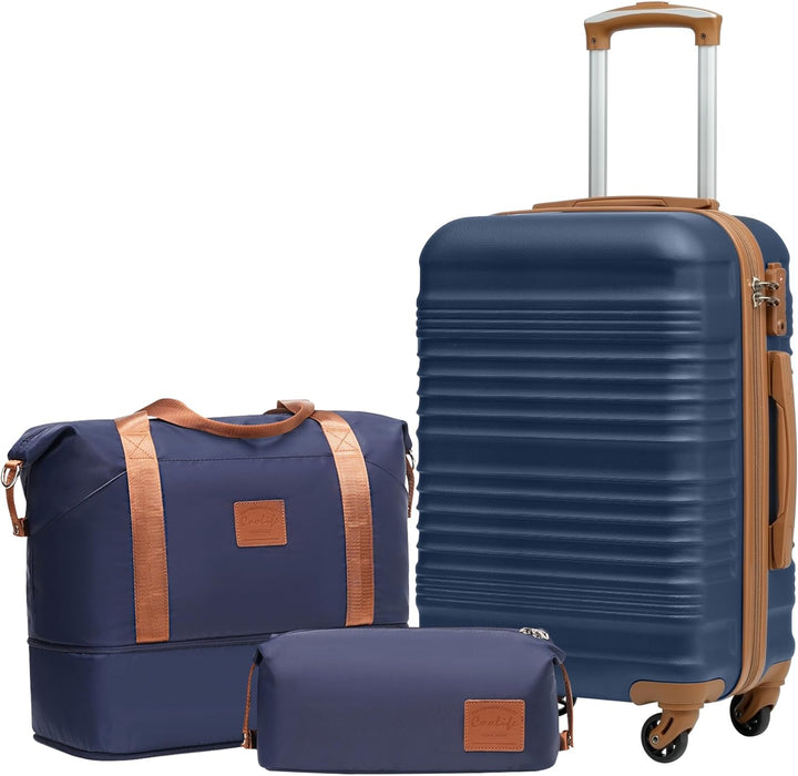 COOLIFE Koffer-Set Trolley Koffer ABS Hartschale Reisekoffer 4 Rollen TSA-Schloss einziehbarer Troll