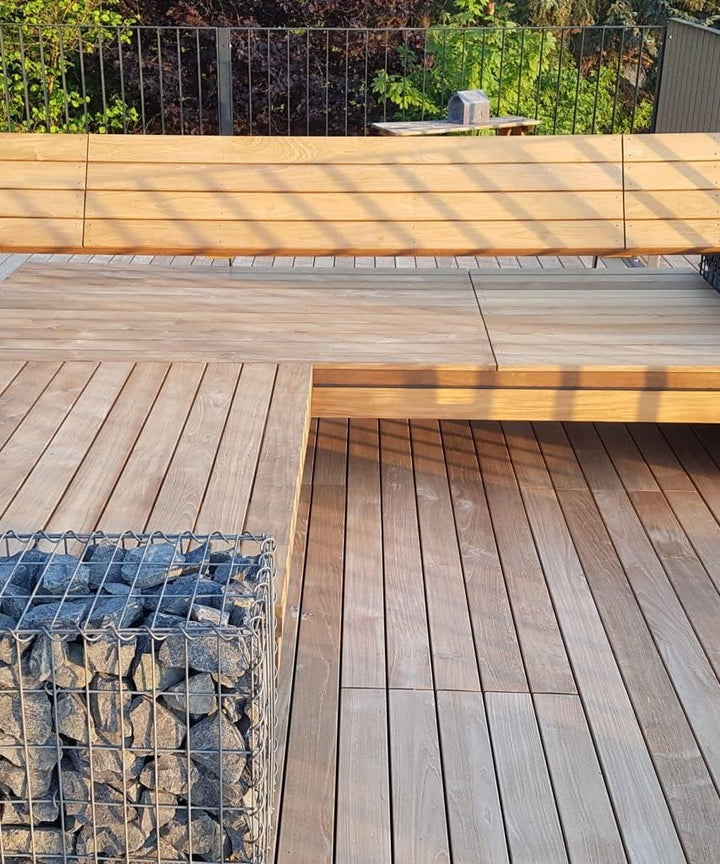 Terrassendielen aus Teakholz von BioMaderas®, 95mm Breite, 19mm Stärke (190cm Länge), 190cm Länge