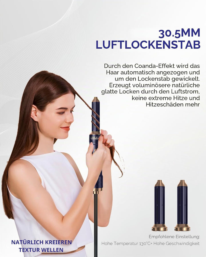 UKLISS Haartrockner &amp; Haarstyler 6 in 1, Automatisch Airflow Lockenstab, Hair Dryer, Rundbürstenföhn