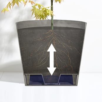 ECOPOTS Blumentopf Venice 2 mit Bewässerung Dunkel Grau - Durchmesser Ø 20 cm rund gross - Pflanzent