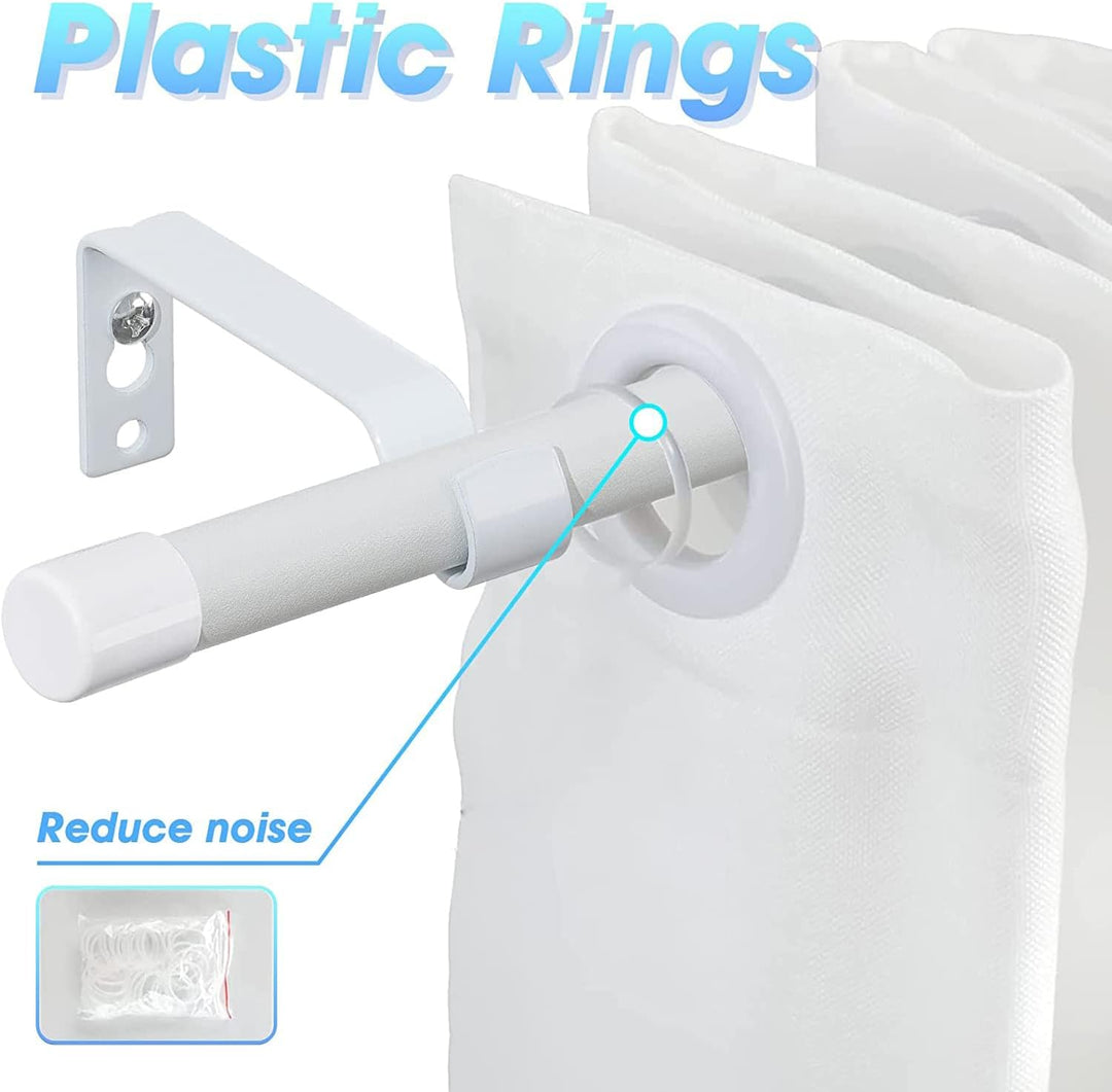 Edelstahl Gardinenstange 76-238 cm mit Kappenknäufen und Halterungen - Dekorative Verstellbare Gardi