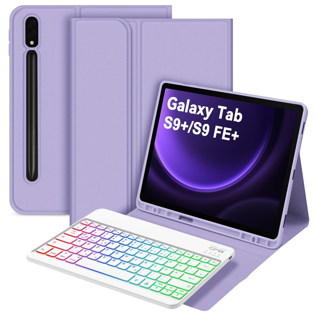 Bettdow für Samsung Galaxy Tab S10+/S10 Plus Tastatur Hülle, QWERTZ Layout Abnehmbarer Beleuchtete T