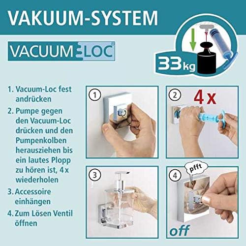 WENKO Vacuum-Loc Wand Handtuchhalter Quadro, Bad Handtuchstange, Befestigen ohne Bohren, Rostfreier