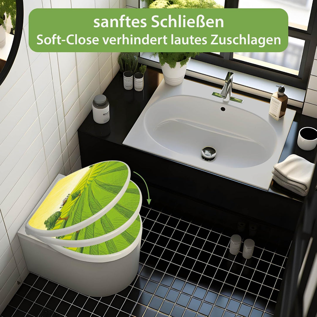 banjado Toilettendeckel mit Absenkautomatik 44,5x37cm - Soft Close Toilettensitz - WC Sitz mit Absen