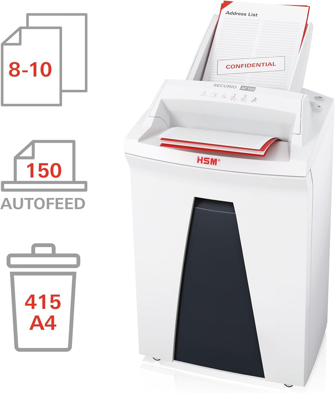 HSM SECURIO AF150 Office Autofeed Aktenvernichter, Sicherheitsstufe P4, Partikelschnitt, 150 Blatt a