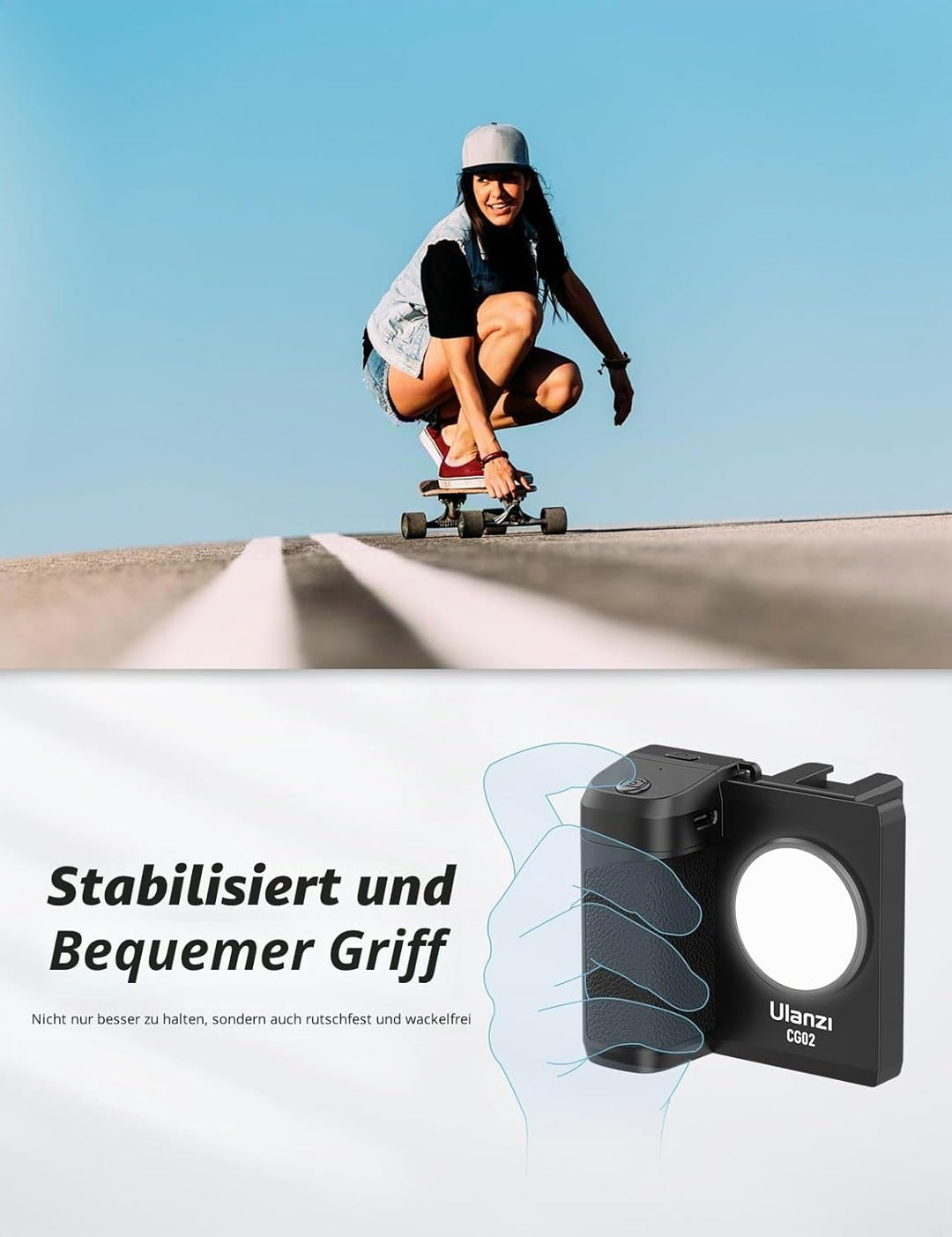 Smartphone Handle Grip, ULANZI CG02 Smartphone Capgrip mit Aufhelllicht, 3 Stufen Einstellbar, Smart