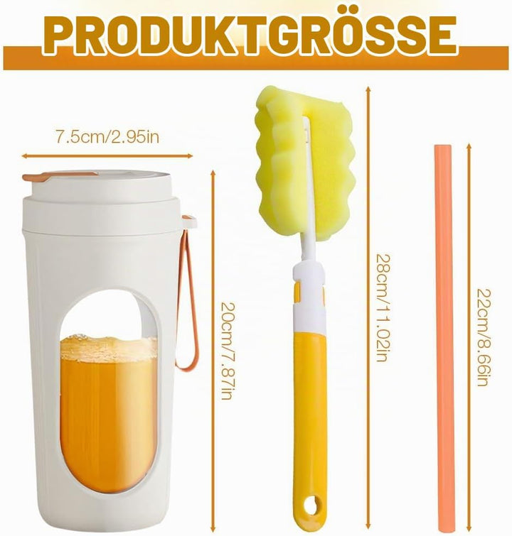 Tragbarer Mixer, 450ml Smoothie Maker, 12-Blatt Portabler Elektrischer Saftpresse, Mini-Mixer 1500 M